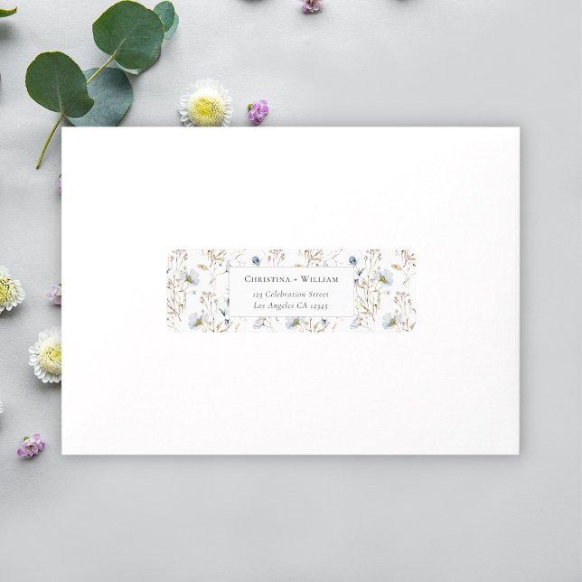 Elegant Winter Wildflowers Wedding Return Address Label (Creator Uploaded)