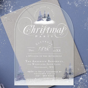 Elegant Winter Wonderland Arch Christmas Party Acrylic Invitations