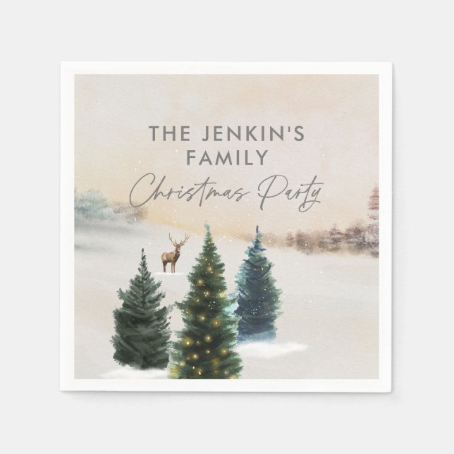 Elegant Winter Wonderland Christmas Party Napkin (Front)