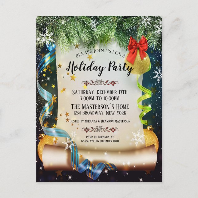 Elegant Winter Wonderland Holiday Party Invitation (Front)