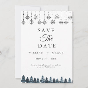 Elegant Winter Wonderland Snowflakes wedding Save The Date