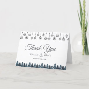 Elegant Winter Wonderland Snowflakes wedding Thank You Card