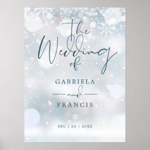 Elegant Winter Wonderland Wedding Welcome Sign