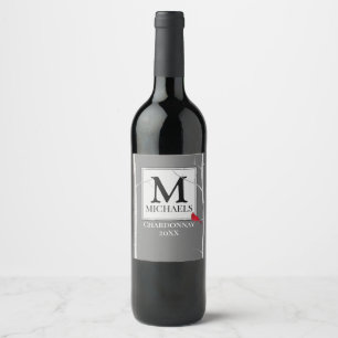 Elegant Winter Woodland Tree Family Monogram Wine Label