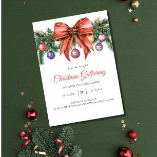 Elegant Winter Wreath Christmas Gathering Invitation