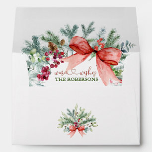 Elegant Winter Wreath Xmas Custom Return Address Envelope