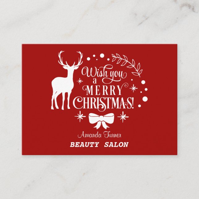 Elegant Wish You A MERRY CHRISTMAS Monogram Business Card (Front)