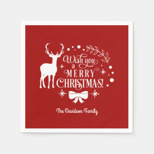 Elegant Wish You A MERRY CHRISTMAS Monogram Napkin