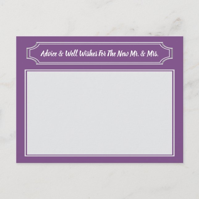 Elegant Wishes For Bride & Groom, Wedding Advice Card (Front)