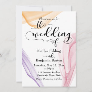 Elegant Wispy Orange, Purple & Red Invitation