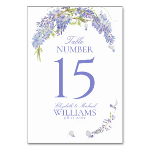 Elegant Wisteria Botanical Purple Script Reception Table Number