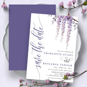 Elegant Wisteria Branch Floral Save the Date Card
