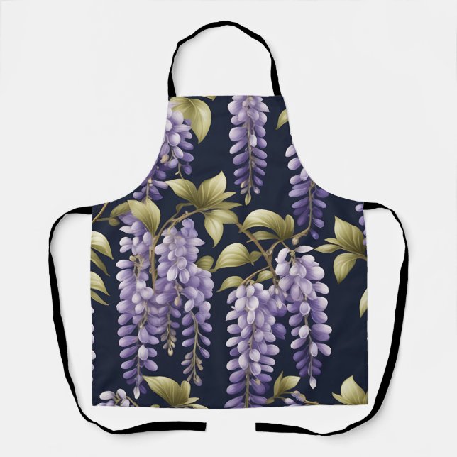 Elegant Wisteria Floral Apron (Front)