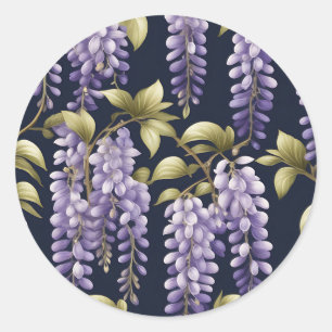Elegant Wisteria Floral Classic Round Sticker