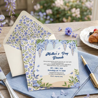 Elegant Wisteria Floral Mother’s Day Brunch Invitation