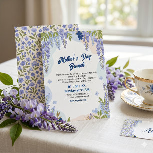 Elegant Wisteria Floral Mother’s Day Brunch  Invitation