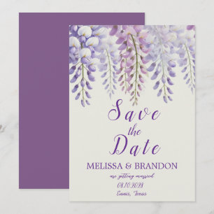 Elegant Wisteria Floral Purple Modern Wedding Invitation