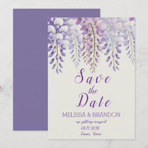 Elegant Wisteria Floral Purple Modern Wedding  Invitation