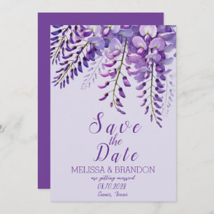 Elegant Wisteria Floral Purple Modern Wedding  Invitation