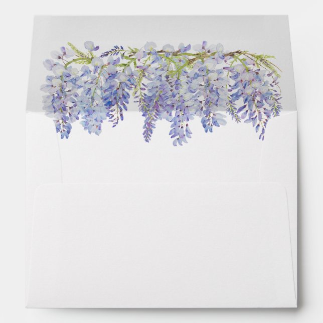 Elegant Wisteria Purple Script Wedding Envelope (Back (Bottom))