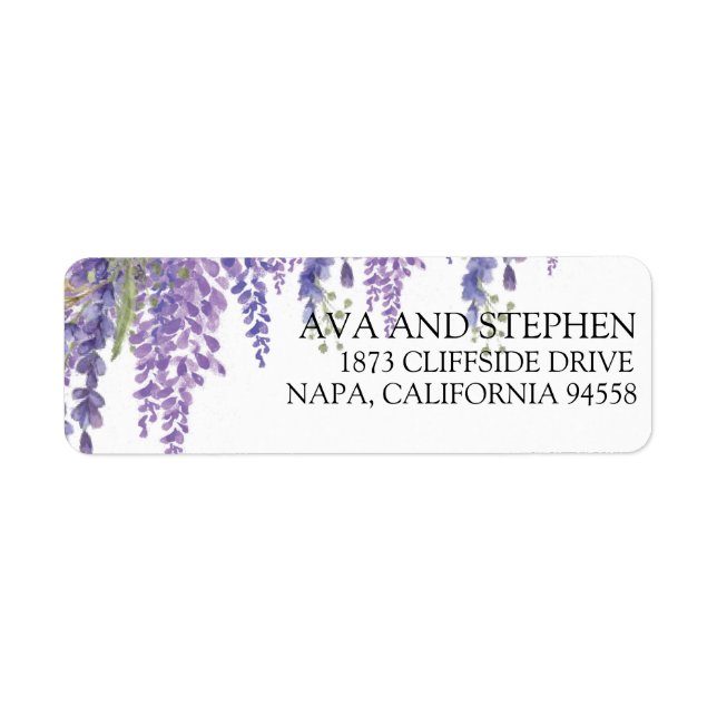 Elegant Wisteria tree Purple floral Return Address Label (Front)