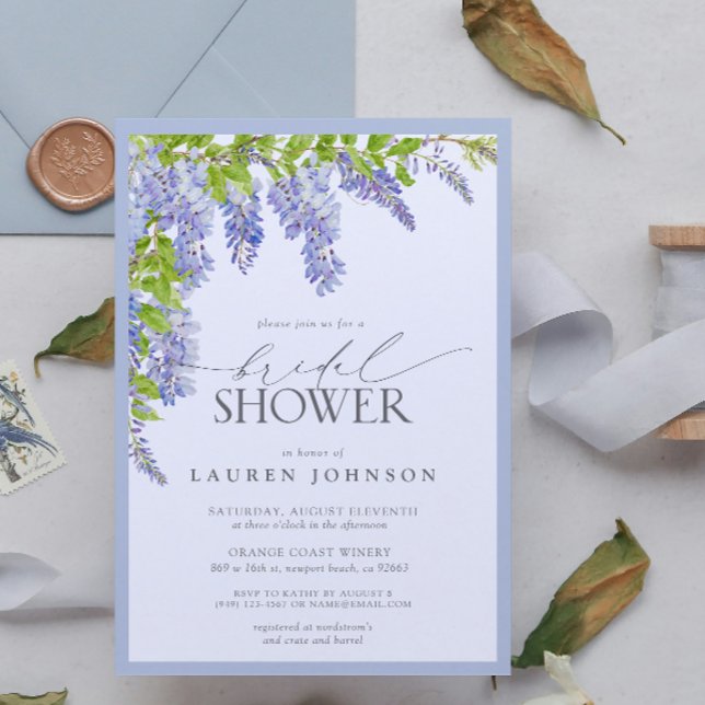 Elegant Wisteria Watercolor Floral Bridal Shower Invitation (Elegant Wisteria Watercolor Floral Bridal Shower Invitation!)