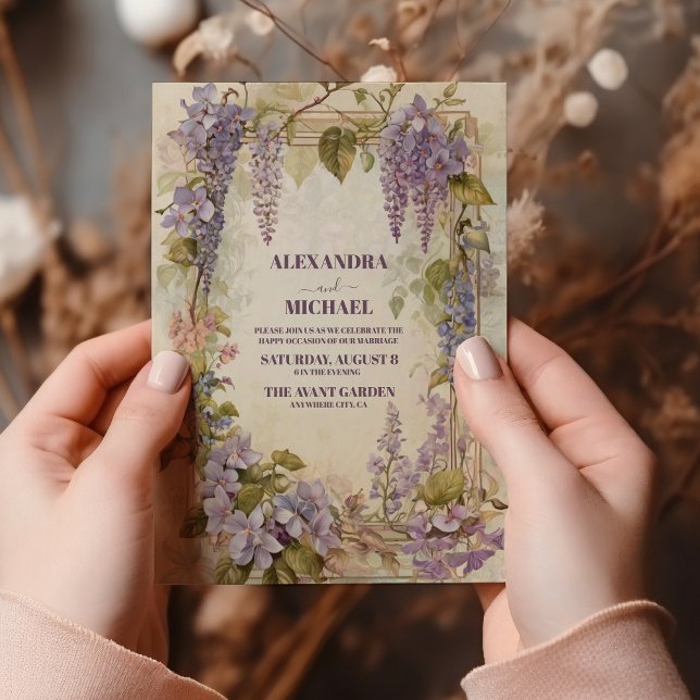 Elegant Wisteria Watercolor Floral Wedding Invitation (Creator Uploaded)