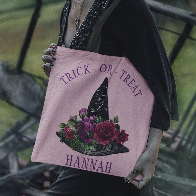 Elegant Witch Hat Halloween Reusable Tote Bag (Creator Uploaded)