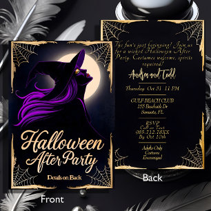 Elegant witch purple hair Halloween After Party Invitation