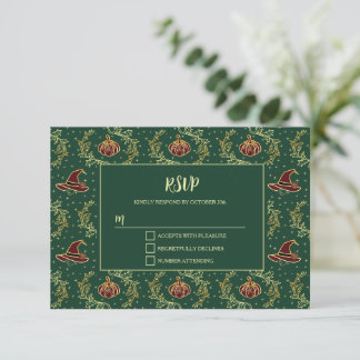 Elegant Witchy Whimsigoth Halloween  RSVP Card