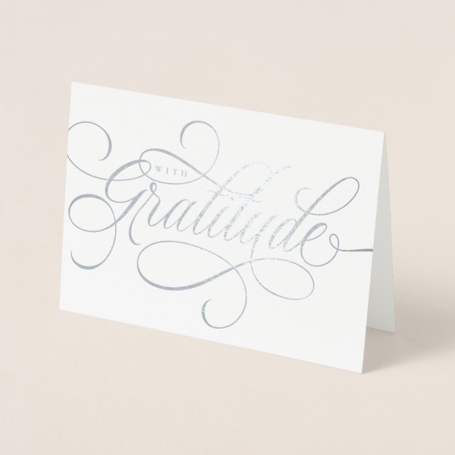 Elegant With Gratitude script thank you Foil Card (Front)