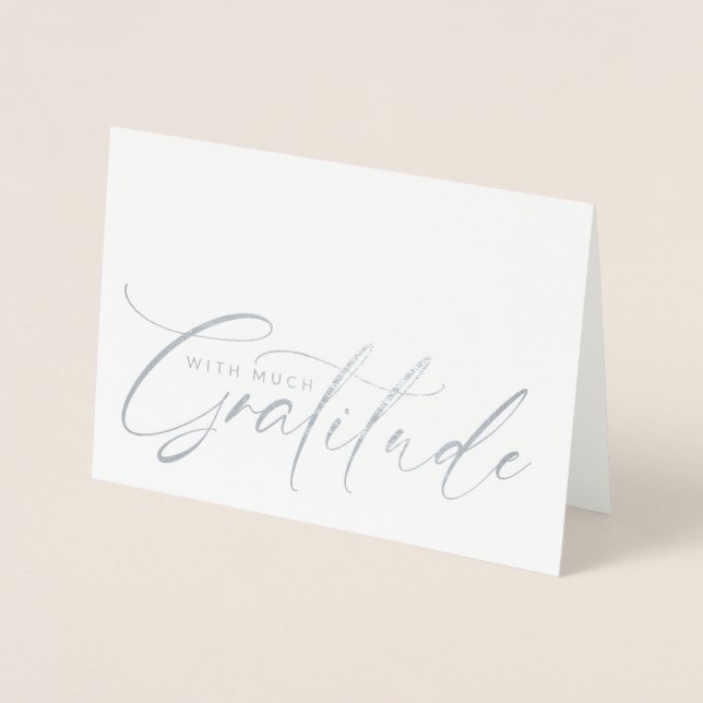 Elegant With Gratitude script thank you Foil Card (Front)