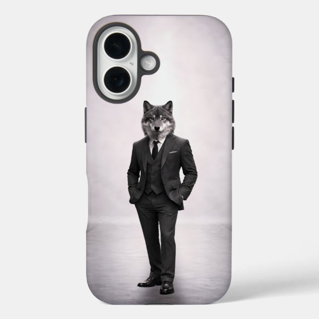 Elegant Wolf in Classic Suit Portrait Case-Mate iPhone Case (Back)