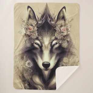 Elegant Wolf Sherpa Blanket