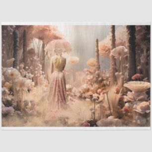 Elegant Woman & a parasol, Pink Wild Florals  Tissue Paper
