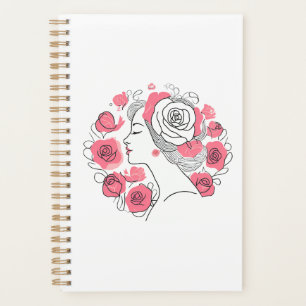 Elegant woman abstract peaceful pink planner