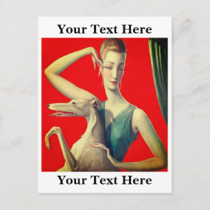 Elegant Woman and Afghan  Holiday Postcard