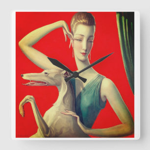 Elegant Woman and Afghan Square Wall Clock