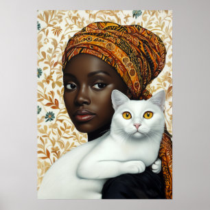 Elegant Woman and Cat Poster