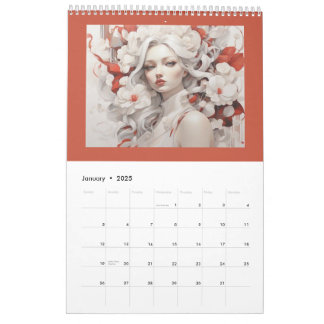 Elegant woman art design calendar