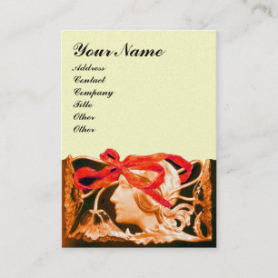 ELEGANT WOMAN BEAUTY /LADY,RED BOW,FLOWERS Silver Business Card