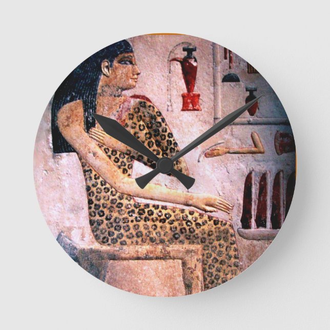 ELEGANT WOMAN ,FASHION AND BEAUTY OF ANTIQUE EGYPT ROUND CLOCK (Front)