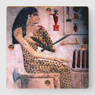 ELEGANT WOMAN ,FASHION AND BEAUTY OF ANTIQUE EGYPT SQUARE WALL CLOCK