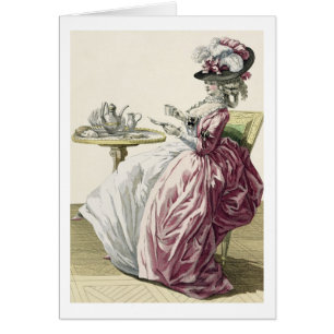 Elegant Woman in a Dress 'a l'Anglaise' Drinking C