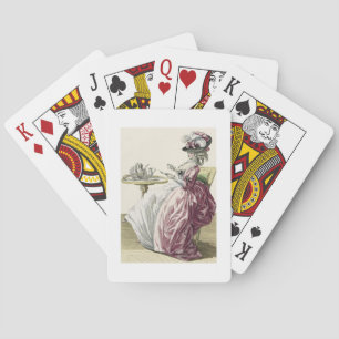 Elegant Woman in a Dress 'a l'Anglaise' Drinking C Playing Cards