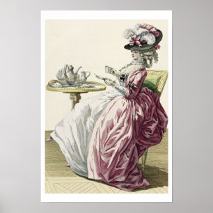 Elegant Woman in a Dress 'a l'Anglaise' Drinking C Poster