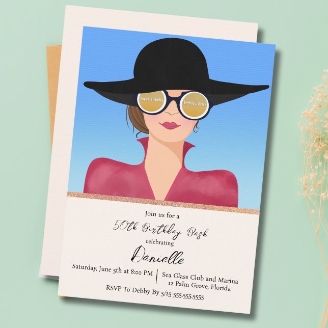 Elegant Woman In Birthday Sunglasses Invitation (Creator Uploaded)