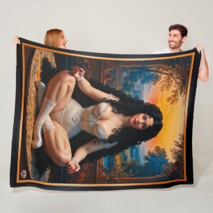 Elegant Woman In Meditative Harmony by Xzendor7 Fleece Blanket