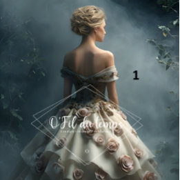 Elegant Woman in Opulent Ball Gown Tissue Paper