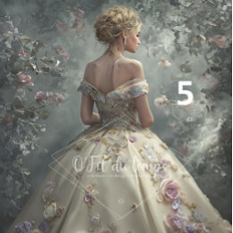 Elegant Woman in Opulent Ball Gown Tissue Paper